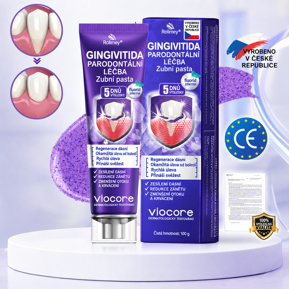 🇨🇿 Oficiální e-shop🌺✔Rolimey® VioCore Zubní pasta na léčbu zánětu dásní a parodontitidy s včelím jedem
