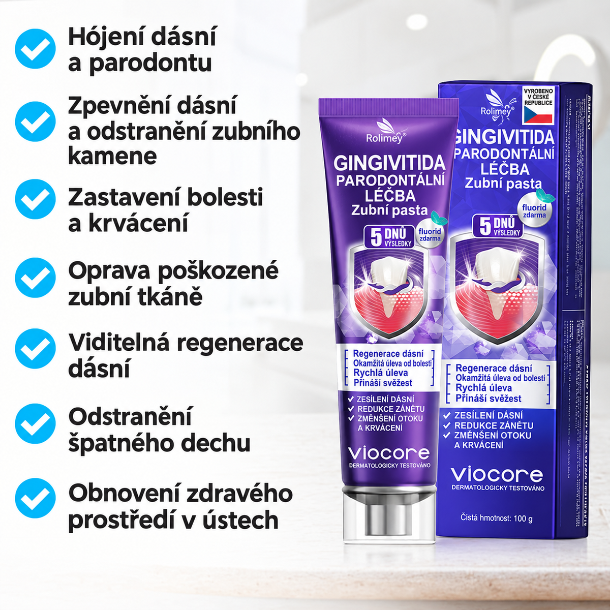🇨🇿 Oficiální e-shop🌺✔Rolimey® VioCore Zubní pasta na léčbu zánětu dásní a parodontitidy s včelím jedem